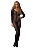 Catsuit Transparent Cu Maneca Lunga, Negru, Marime Universala, Leg Avenue