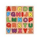 Tabla montessori, flippy, din lemn, educatie timpurie alfabet, 26 litere lemn, +18 luni, 20 x 20 cm, vopsea pe baza de apa, multicolor
