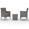 Set mobilier gradina, 3 piese, gri, poliratan si lemn acacia