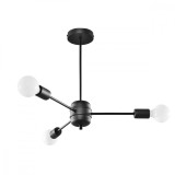 Candelabru Lango Negru Oțel 3 Becuri Neregulate Modern De Interior