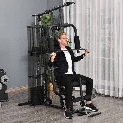 HOMCOM Statie de fitness Multifunctionala pentru Sala si Casa, din Otel 150x110x210cm Negru foto