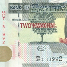 ZAMBIA █ bancnota █ 2 Kwacha █ 2020 █ P-56 █ UNC █ necirculata