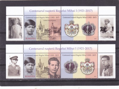 ROMANIA CENTENARUL NASTERII REGELUI MIHAI,SERIE VINIETE + TABS, MNH. foto