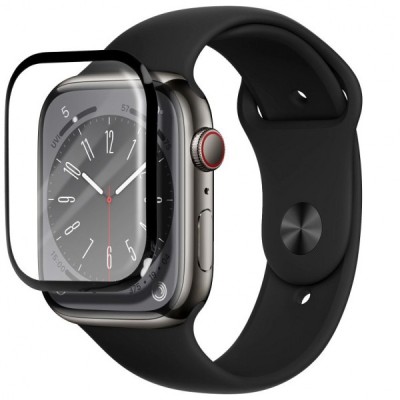 Folie Protectie Bestsuit pentru Apple Watch 9 / 8 45mm Series, Sticla Flexibila, Neagra foto