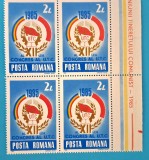 TIMBRE ROMANIA LP1125/1985 Congresul XII U.T.C. -Bloc de 4 timbre -MNH, Nestampilat