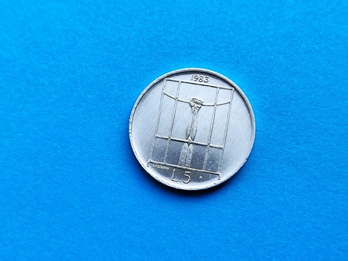 5 Lire 1983 San Marino-AUNC-RAR-in realitate arata bine!