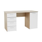 Cumpara ieftin Birou PAL stejar sonoma alb Eustach 137x60x76 cm