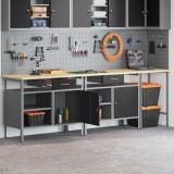 vidaXL Set banc de lucru 3 pcs Roșu și gri Oțel vopsit electrostatic 3321397