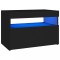 Noptiera cu lumini LED, negru, 60x35x40 cm, lemn prelucrat