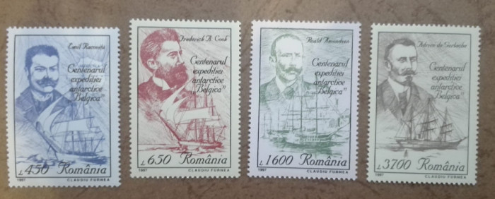 TIMBRE ROMANIA MNH LP1440/1997 CENTENAR EXPEDITIA BELGICA -Serie simpla