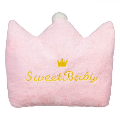 Pernă Decorativă Sweet Baby, Coroană, Roz, 40x37cm foto