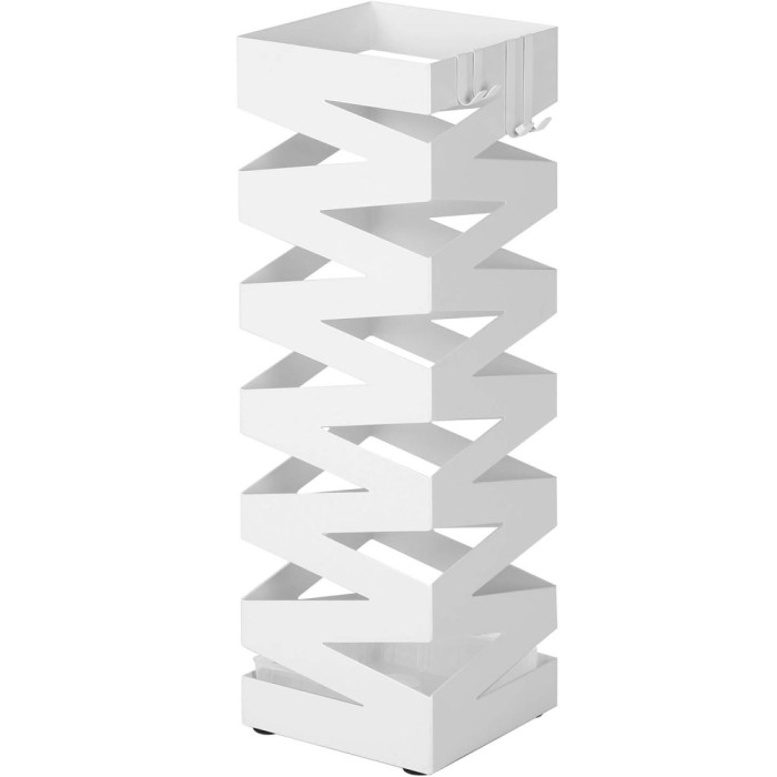 SONGMICS Suport metalic pentru umbrele, cu carlige si tava de picurare, 15x15x49cm, alb Household NewTrend