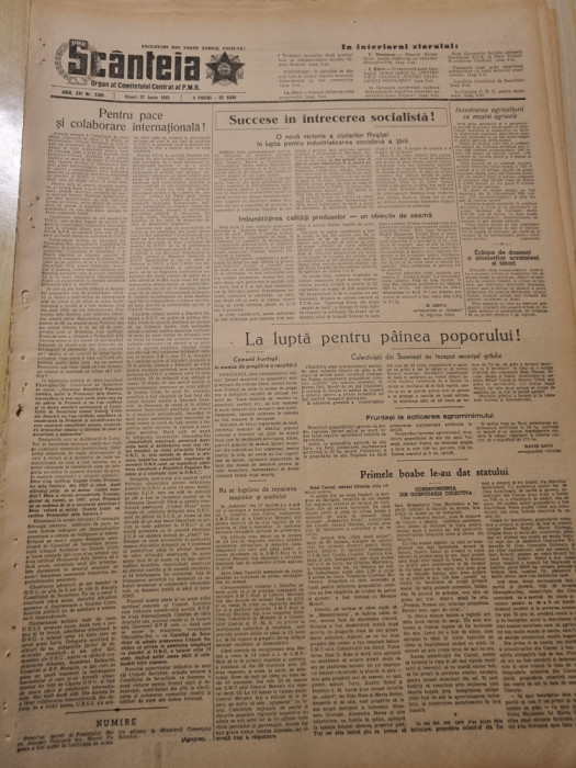 scanteia 27 iunie 1952-articol satul coconi oltenita,minerul avram dotiu lupeni