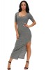 J509-18 Rochie lunga, cu aspect texturat si crapatura laterala, S/M