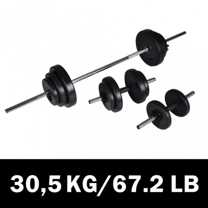 Set cu halteră și 2 gantere 30,5 kg