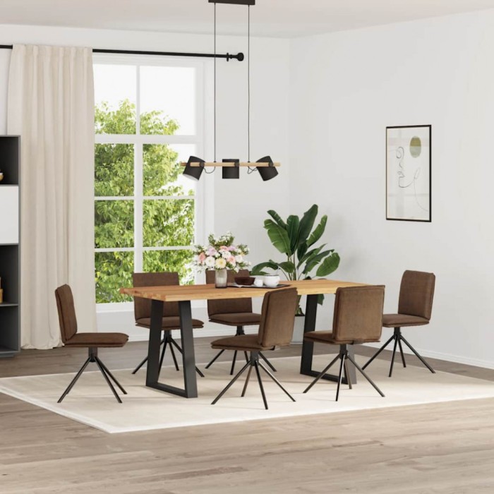 vidaXL Scaune de sufragerie, 6 buc., maro, piele &icirc;ntoarsă ecologică 3315648