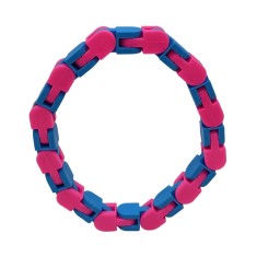 Jucarie senzoriala antistres, flippy, fidget toys, puzzle de imbinat tip sarpe, 24 piese, +3 ani, albastru/roz