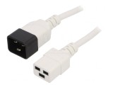 Cablu Prelungitor Alb 3m IEC C19 Mamă la IEC C20 Tată 16A 250V