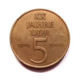 GERMANIA DEMOCRATA 5 mark 1969 _ km #22.1 _ 20 ani DDR _ cupru nichel