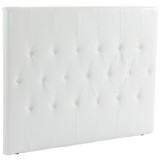HOMCOM Spătar Pat Matrimonial Capitonată cu Design cu Nasturi, Căpăt&acirc;i Pat din Piele PU și MDF, 160x7x120 cm, Alb | Aosom Romania