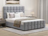 Pat Metropol 160x200 cm Lada Depozitare Tapitat Gri Somiera Inclusa (cod:G19-19-grey)