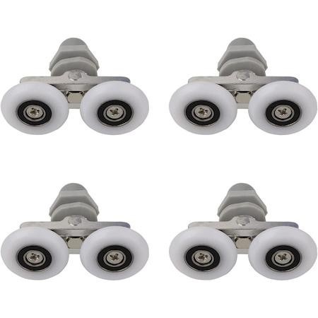 Set 4 role pentru cabina de dus, ABS/Aluminiu, 23 mm, Alb/Gri