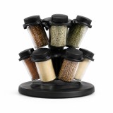 Set Recipiente pentru Condimente cu Suport Rotativ 360&deg;, Negru