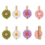Set 8 Clestisori din Lemn cu Margarete Multicolore, 5 cm, CMCLASS