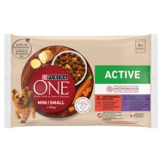 PURINA ONE MINI Dog Active Carne de vita ?i ra?a in suc 4 x 85 g foto