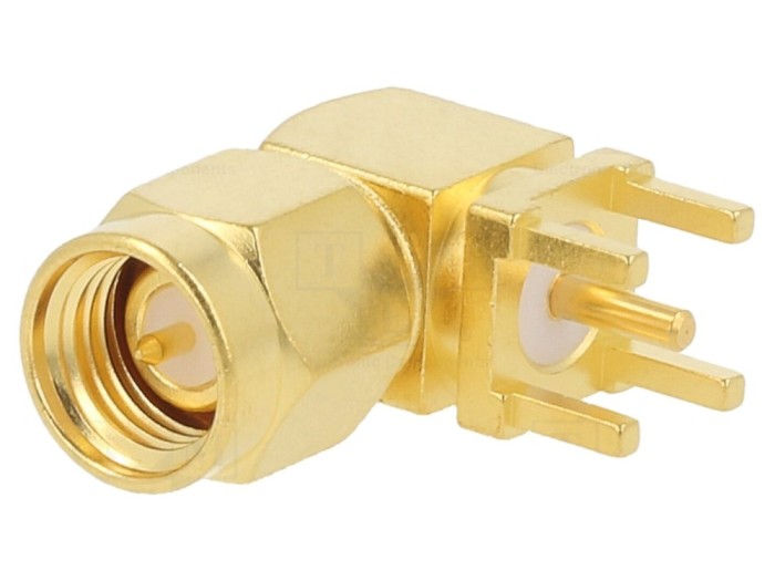 Conector SMA tată 90&deg; THT 50&Omega;