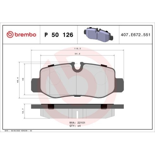 Placute frana Mercedes Eqv (W447) 06.20-, V-Class (W447) 03.14-, Vito Box (W447) 10.14-, Vito Mixto Extended Double Cabine Truck (W447) 10.14-, Vito