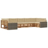 vidaXL Set de canapele de exterior cu pernă 7 pcs Natural și Bej 3383821