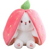 Iepuras de Plus Capsunica Happy Bunny, Jucarie Copii, Prieten Afectuos, Materiale de Inalta Calitate, Cadou Ideal