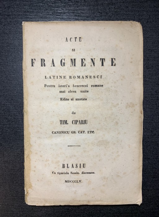 Acte si fragmente latine romanesci, 1855