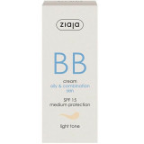 Crema BB cu SPF 15 nuanța light pentru ten gras și mixt, 50 ml, Ziaja