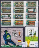 Lot filatelic Sport / Fotbal - Serie Rep. Centrafricană (Spania '82 Echipe) &amp; colițe Coreea de Nord &amp; Vietnam (Italia '90) -A991