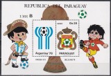 Paraguay 1979-C.M. de fotbal -Argentina- Spania,PA, Bloc, RARA(tiraj 8.700), MNH, Nestampilat