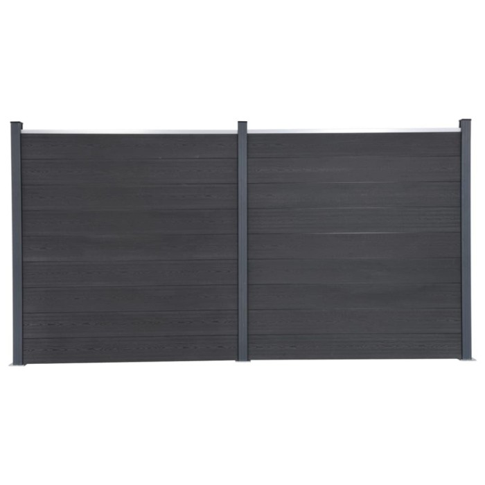 Set panouri pentru gard, gri, 353x186 cm, WPC