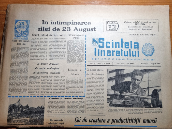 scanteia tineretului 18 august 1963-art. targu mures,art. pestisani