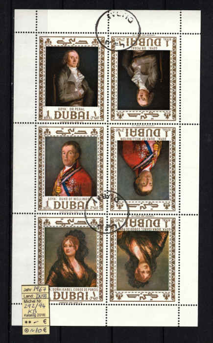 Arabia, Dubai, 1967| | Picturi de Goya | Coală / Kleinbogen - Tete-Beche | aph
