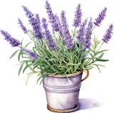 Cumpara ieftin Sticker decorativ, Ghiveci cu Lavanda, Mov, 60 cm, 1339STK-4