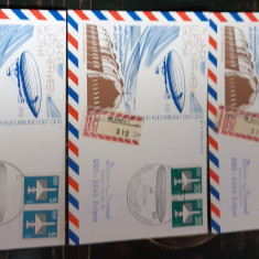 set 3 carti postale aniversare zbor dirijabil Parseval 3