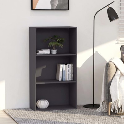 vidaXL Bibliotecă cu 3 rafturi, gri, 60x30x114 cm, lemn prelucrat 800974 foto