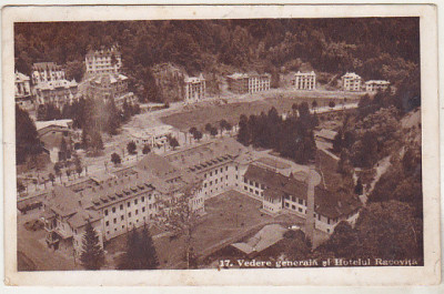 bnk cp Slanic Moldova - Vedere generala si Hotelul Racovita - circulata 1947 foto