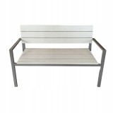 Banca de gradina, spatar plastic, structura otel, gri, 118x54x77 cm, Miruna