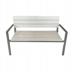 Banca de gradina, spatar plastic, structura otel, gri, 118x54x77 cm, Miruna