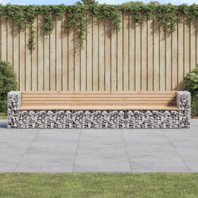 vidaXL Bancă de grădină, design gabion, 347x71x65,5cm, lemn masiv pin 3196254 foto