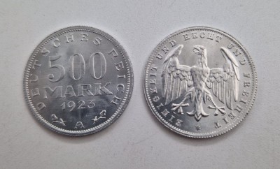 GERMANIA 500 mark 1923 ( A ) Berlin UNC necirculata km # 36 Weimar Rep aluminiu foto