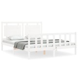 Cumpara ieftin Cadru de pat fara saltea, alb, 160x200 cm, lemn masiv pin