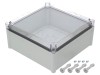 Carcasa universala FIBOX PC 2828 13 T, 278x278x130 mm, IP67, Gri, Policarbonat, Capac Transparent, IK08